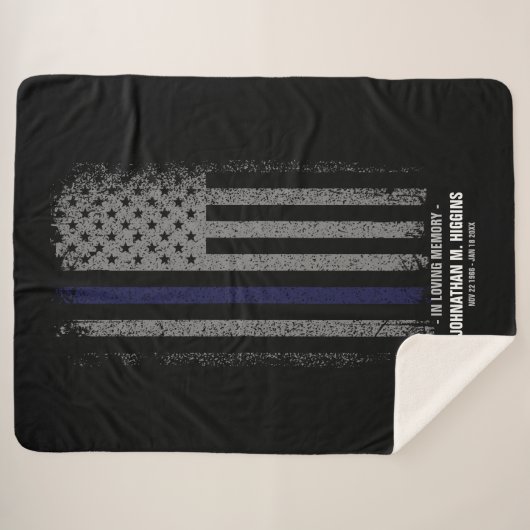 In Love Memory Police Thin Blue Line Flag Sherpadecke (Vorderseite (Horizontal))