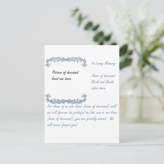 In Love Memory Postkarte (Stehend Vorderseite)