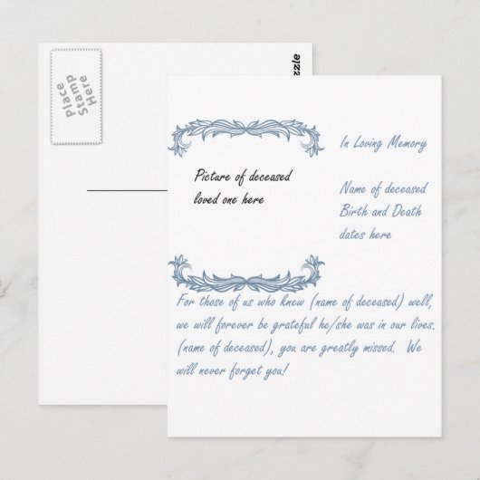 In Love Memory Postkarte (Vorne/Hinten)