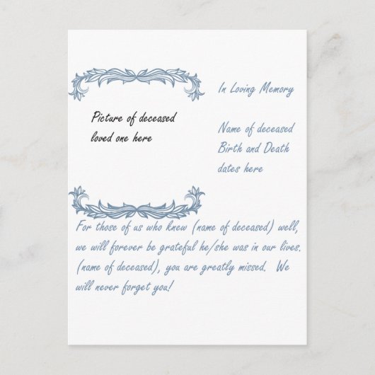 In Love Memory Postkarte (Vorderseite)