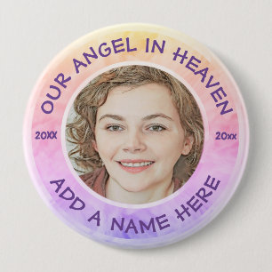 In Love Memory Rainbow Custom Foto Memorial Button