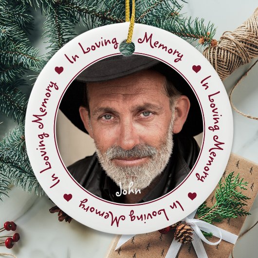 In Love Memory Red Christmas Keepake Foto Keramik Ornament