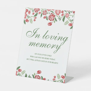 In Love Memory Red Green Thema Blumenhochzeit Sockelschild