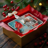 In Love Memory Red Kardinal Bird Memorial Foto Rahmen-Ornament Silber