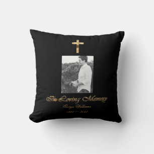 In Love Memory Religious Golden Cross Foto hinzufü Kissen
