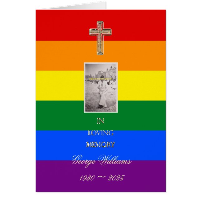 In Love Memory Religious Golden Cross Foto LGBT (Vorne)