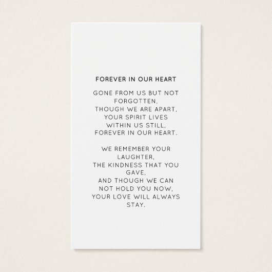 In Love Memory Remembrance Foto Beerdigung (Rückseite)