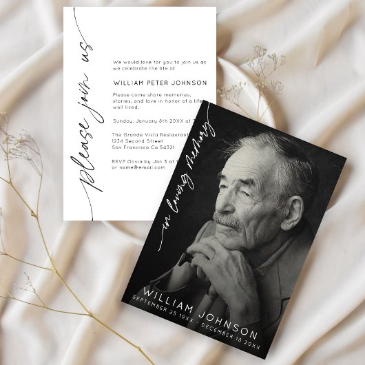 In Love Memory Remembrance Foto Beerdigung Einladung