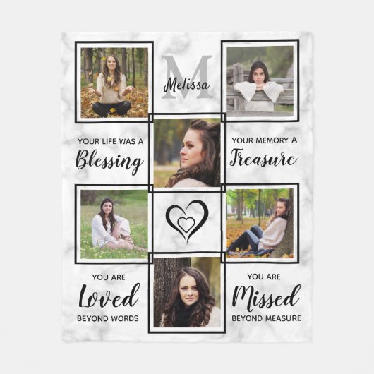 In Love Memory Remembrance FotoCollage Fleecedecke (Vorderseite)