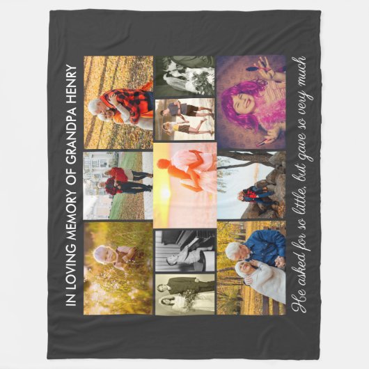 In Love Memory Remembrance Zitat dunkelgraues Foto Fleecedecke (Vorderseite)