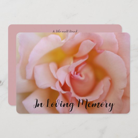 In Love Memory rosa Rose Einladung (Vorne/Hinten)