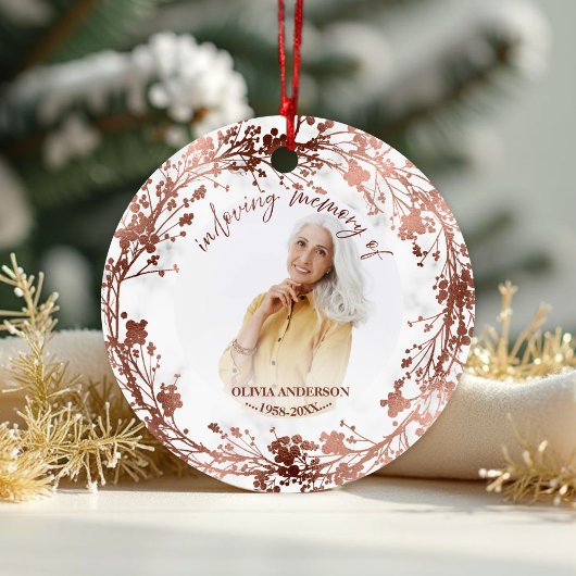 In Love Memory Rose Foil Foto Memorial Keramik Ornament