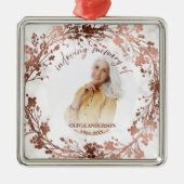 In Love Memory Rose Foil Foto Memorial Ornament Aus Metall (Vorne)