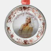 In Love Memory Rose Foil Foto Memorial Ornament Aus Metall (Vorne)