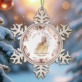 In Love Memory Rose Foil Foto Memorial Schneeflocken Zinn-Ornament