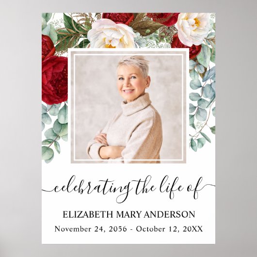 In Love Memory Rote Rosen floral Foto Poster (Vorne)