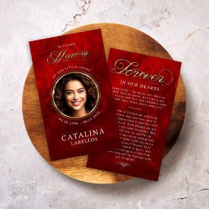 In Love Memory Rote Rosen Obituary Prayer Card Einladung