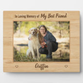 In Love Memory Rustic Woodgrain Hundgedächtnis Fotoplatte (Vorderseite)