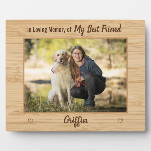 In Love Memory Rustic Woodgrain Hundgedächtnis Fotoplatte (Vorderseite)