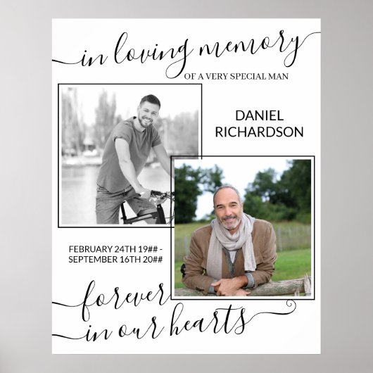 In Love Memory Script 2 Foto Beerdigung Poster (Vorne)