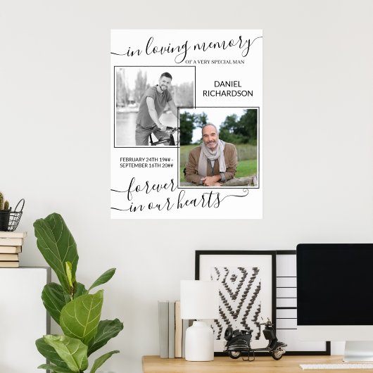 In Love Memory Script 2 Foto Beerdigung Poster (Heimbüro)