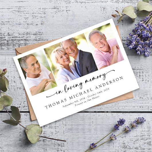 In Love Memory Script Foto Beerdigung Beileid Dankeskarte