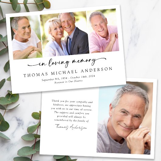 In Love Memory Script Foto Beerdigung Beileid Dankeskarte