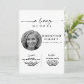 In Love Memory Script Funeral Memorial Service Einladung (Stehend Vorderseite)