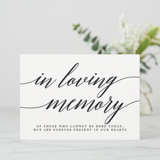In Love Memory Sign - Modern Script (Stehend Vorderseite)