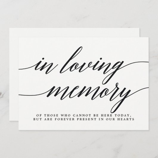 In Love Memory Sign - Modern Script (Vorne/Hinten)