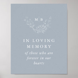In Love Memory signieren Sie dusty Blue Monogram W Poster
