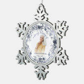 In Love Memory Silver Foil Foto Memorial Schneeflocken Zinn-Ornament (Rechts)
