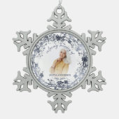 In Love Memory Silver Foil Foto Memorial Schneeflocken Zinn-Ornament (Vorderseite)