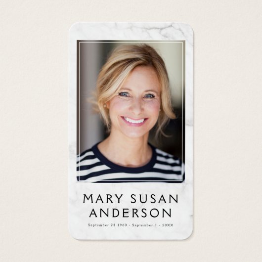 In Love Memory Simple Marble Foto Poem Card (Vorderseite)