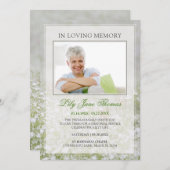 In Love Memory Simple White Meadow Funeral Foto Einladung (Vorne/Hinten)