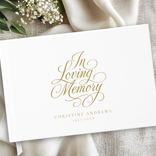 "In Love Memory" Skript-Schriftart Beerdigung beib Gästebuch