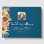 In Love Memory Sonnenblumen & Blau Gästebuch (Vorderseite)