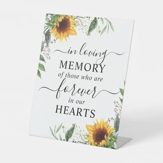 In Love Memory Sonnenblumen Blume Sockelschild (Vorderseite)
