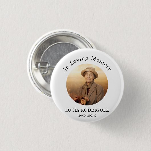 In Love Memory Spanish Funeral Memorial Foto Button (Vorne & Hinten)