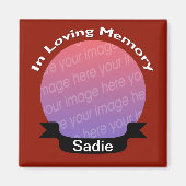 In Love Memory Square Foto Magnet Red (Vorne)