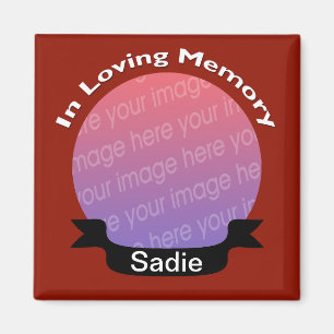 In Love Memory Square Foto Magnet Red