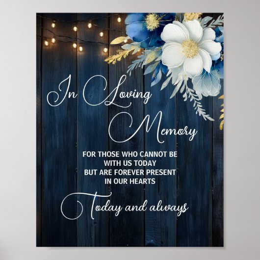 In Love Memory String Light Floral Memorial Poster (Vorne)