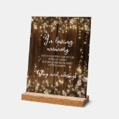 In Love Memory String Lights Holz Memorial Acrylschild (Winkel)