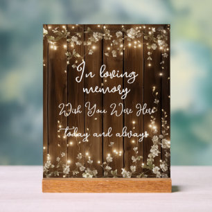 In Love Memory String Lights Holz Memorial Acrylschild
