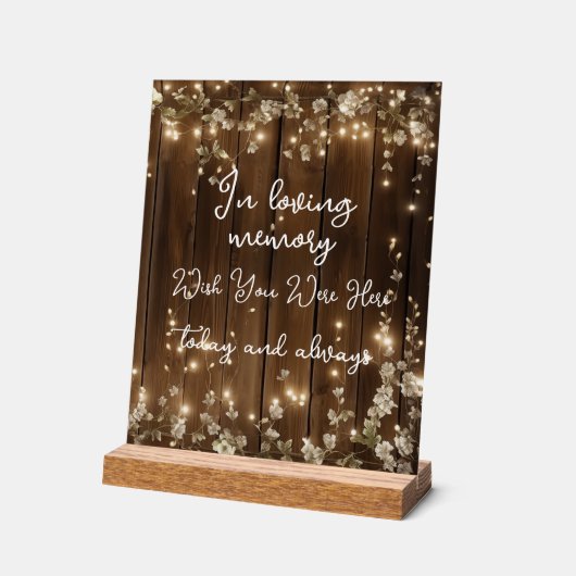 In Love Memory String Lights Holz Memorial Acrylschild (Winkel)