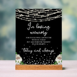 In Love Memory String Lights Memorial Black Acrylschild