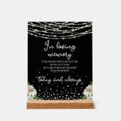 In Love Memory String Lights Memorial Black Acrylschild (Vorderseite)