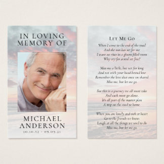In Love Memory Sunset Memorial Prayer Card