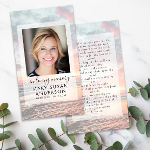 In Love Memory Sunset Memorial Prayer Card