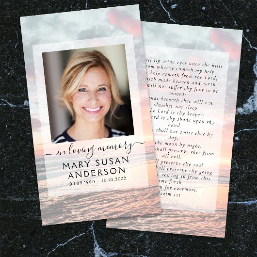 In Love Memory Sunset Memorial Prayer Card
